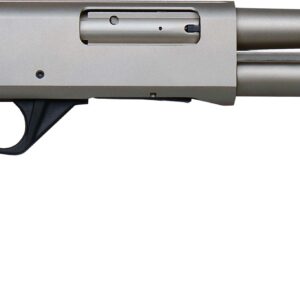 Pump-action shotgun on white background