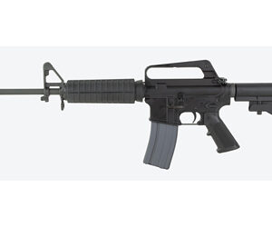 Black AR-15 style semi-automatic rifle