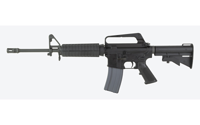 Black AR-15 style semi-automatic rifle