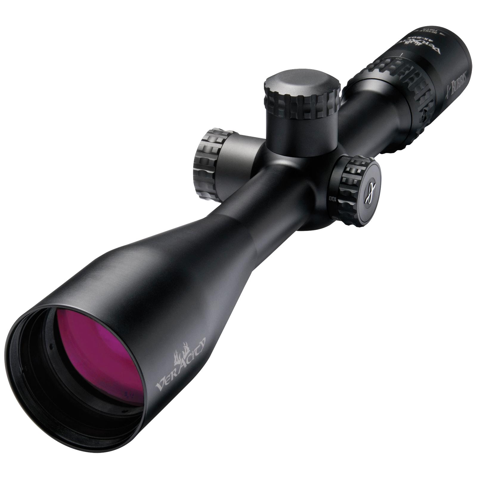 Black rifle scope with large objective lens
