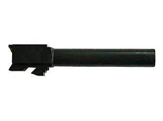 Black handgun barrel on white background