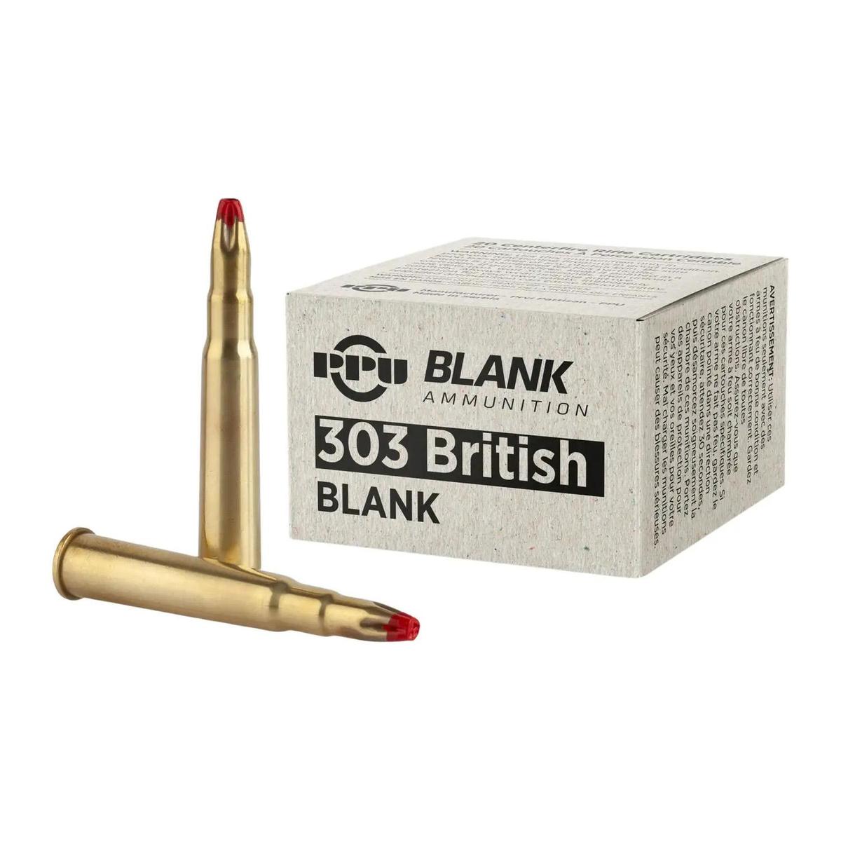 Box and 303 British blank cartridges