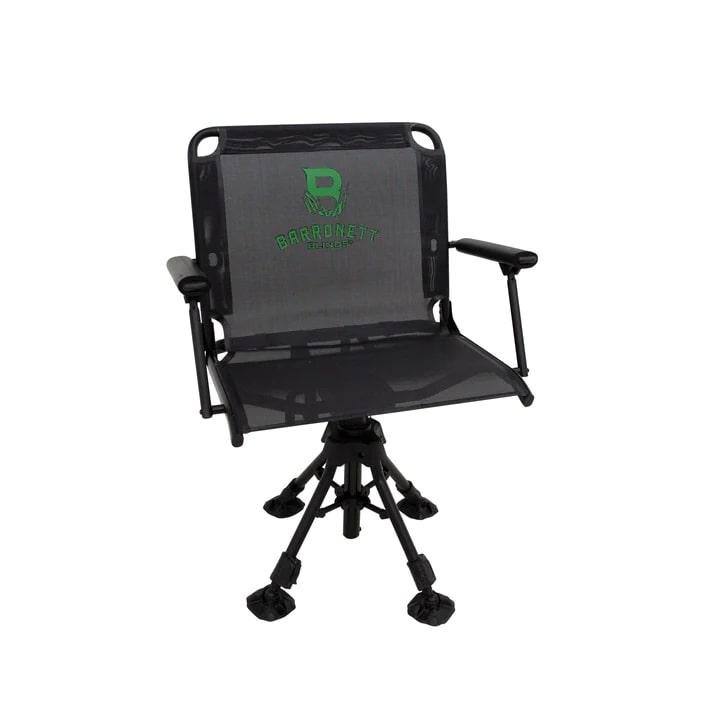 Black mesh swivel camping chair with armrests