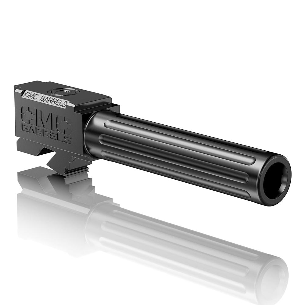 Black fluted pistol barrel with engraved markings