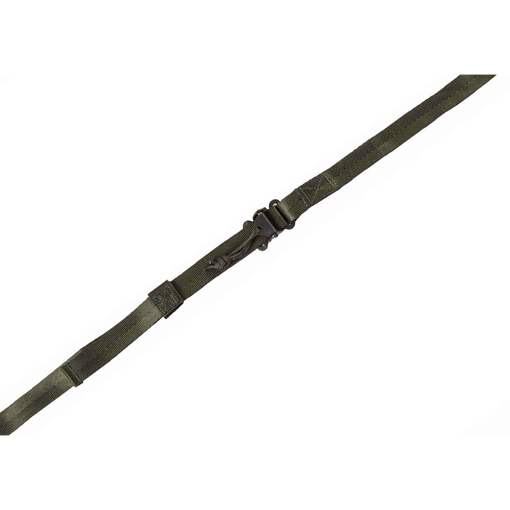 Green nylon strap with buckle on white background