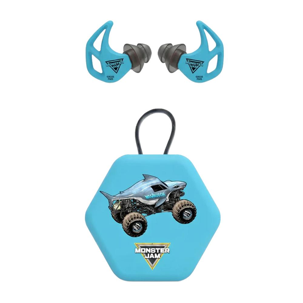 Monster Jam earplugs with Megalodon case