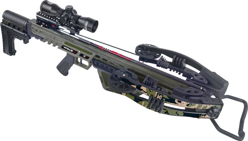 Modern tactical crossbow with scope attached
