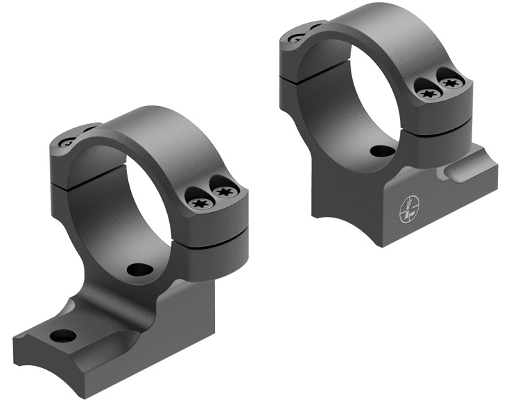 Two black metal rifle scope rings