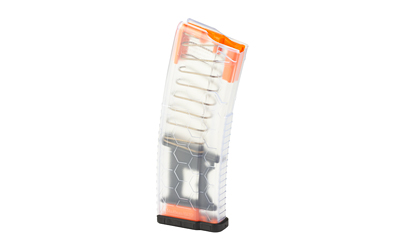 Transparent rifle magazine with visible spring