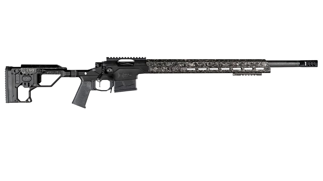 Modern tactical rifle isolated on white background