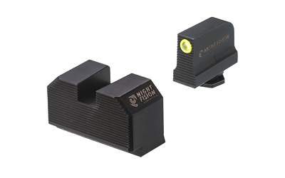 Black handgun front and rear night sights