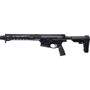 Black AR-style semi-automatic rifle on white background