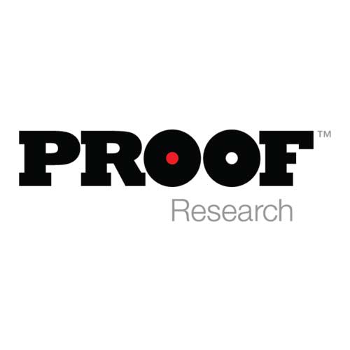 PROOF Research logo with red and gray dots