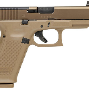Tan semi-automatic handgun on white background