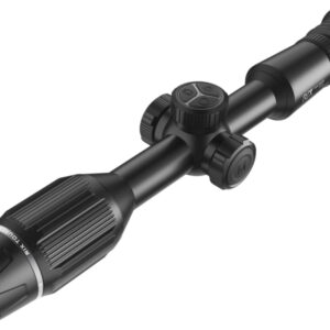 Black rifle scope with adjustment turrets