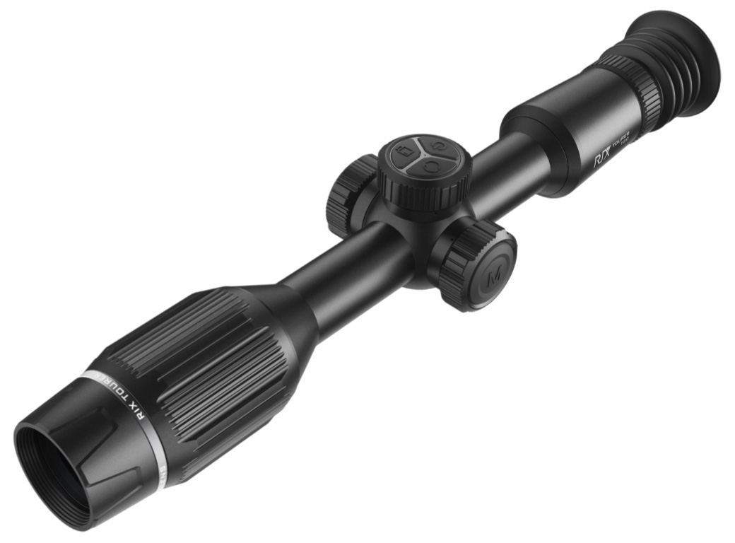 Black rifle scope with adjustment turrets