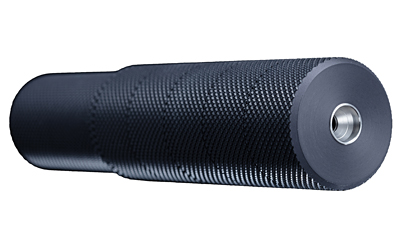 Black textured cylindrical foam roller with metal core