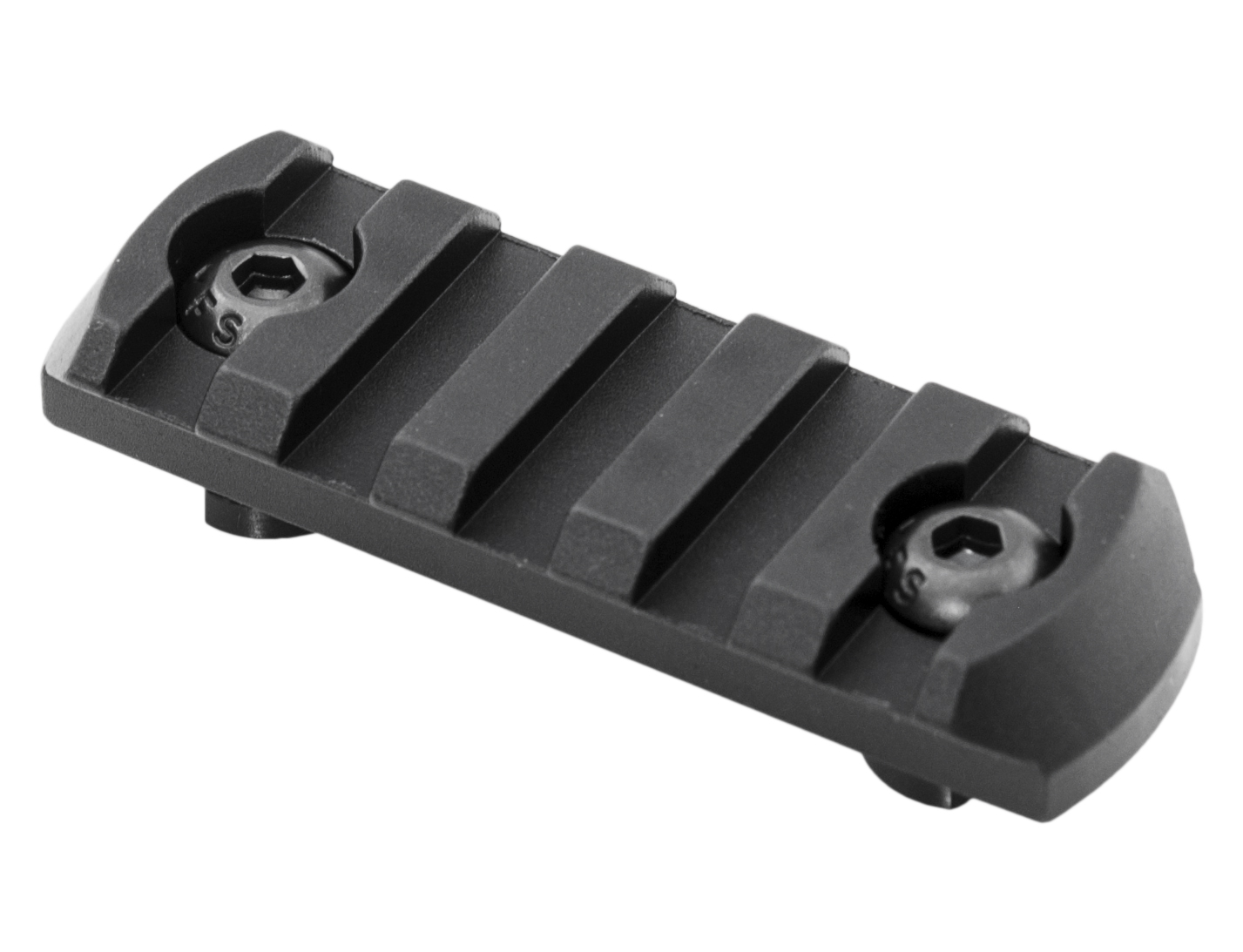 Black Picatinny rail mount segment with screws