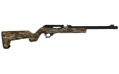 Camouflage bolt-action rifle on white background