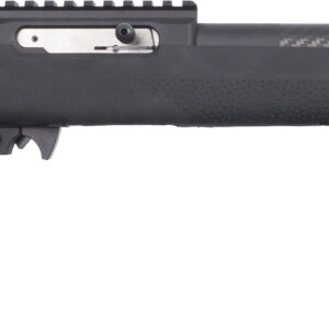 Black bolt-action rifle on white background