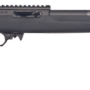 Black bolt-action rifle with carbon fiber barrel