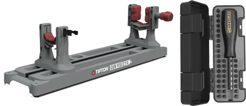 Tipton gun vise with adjustable clamps and tool tray