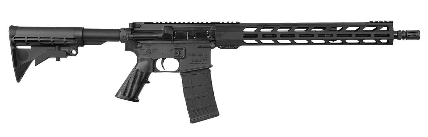 Black AR-style semi-automatic rifle with adjustable stock