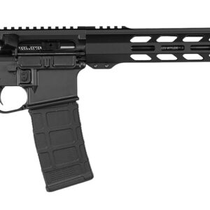 Black AR-style semi-automatic rifle on white background