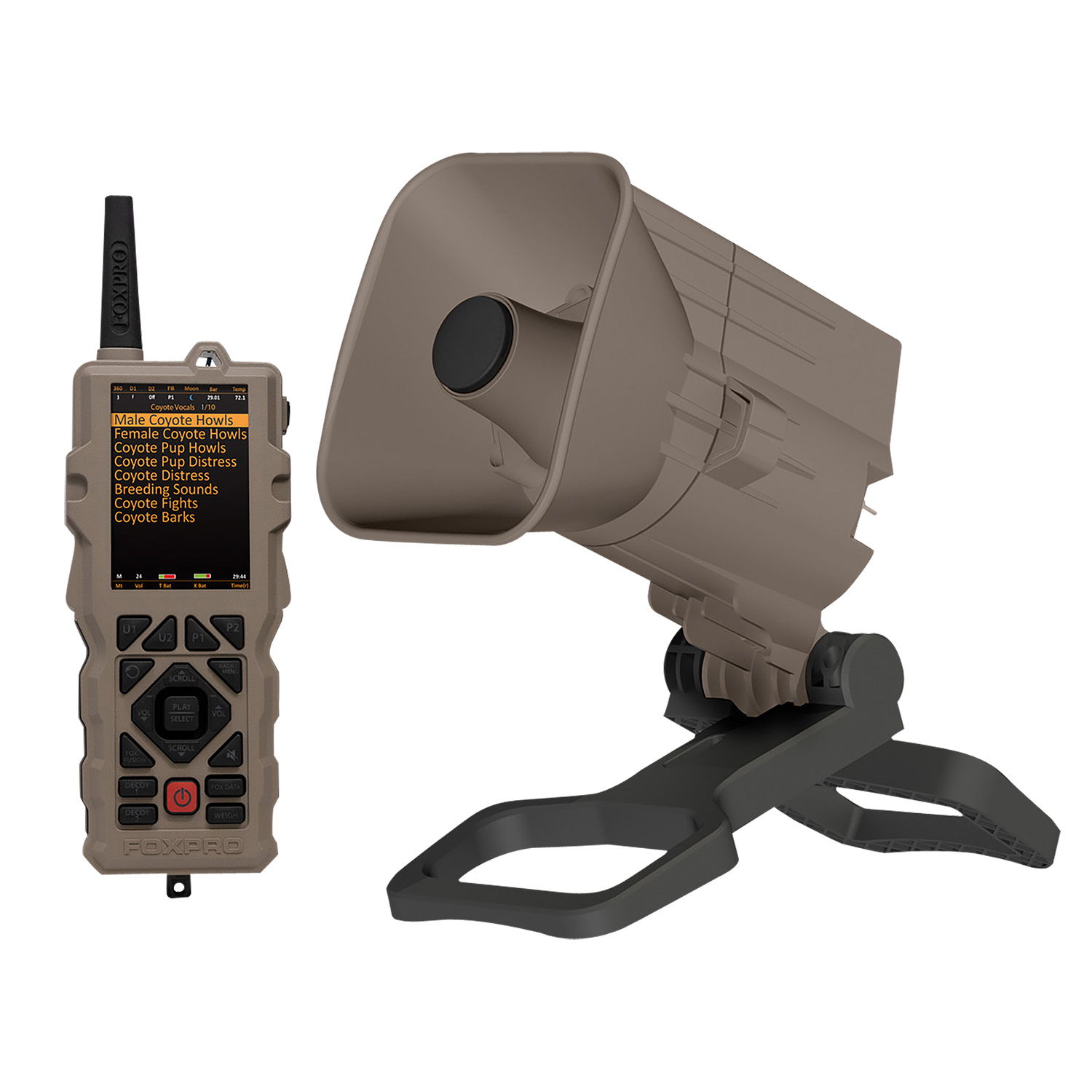FOXPRO remote-controlled electronic game caller with horn speaker