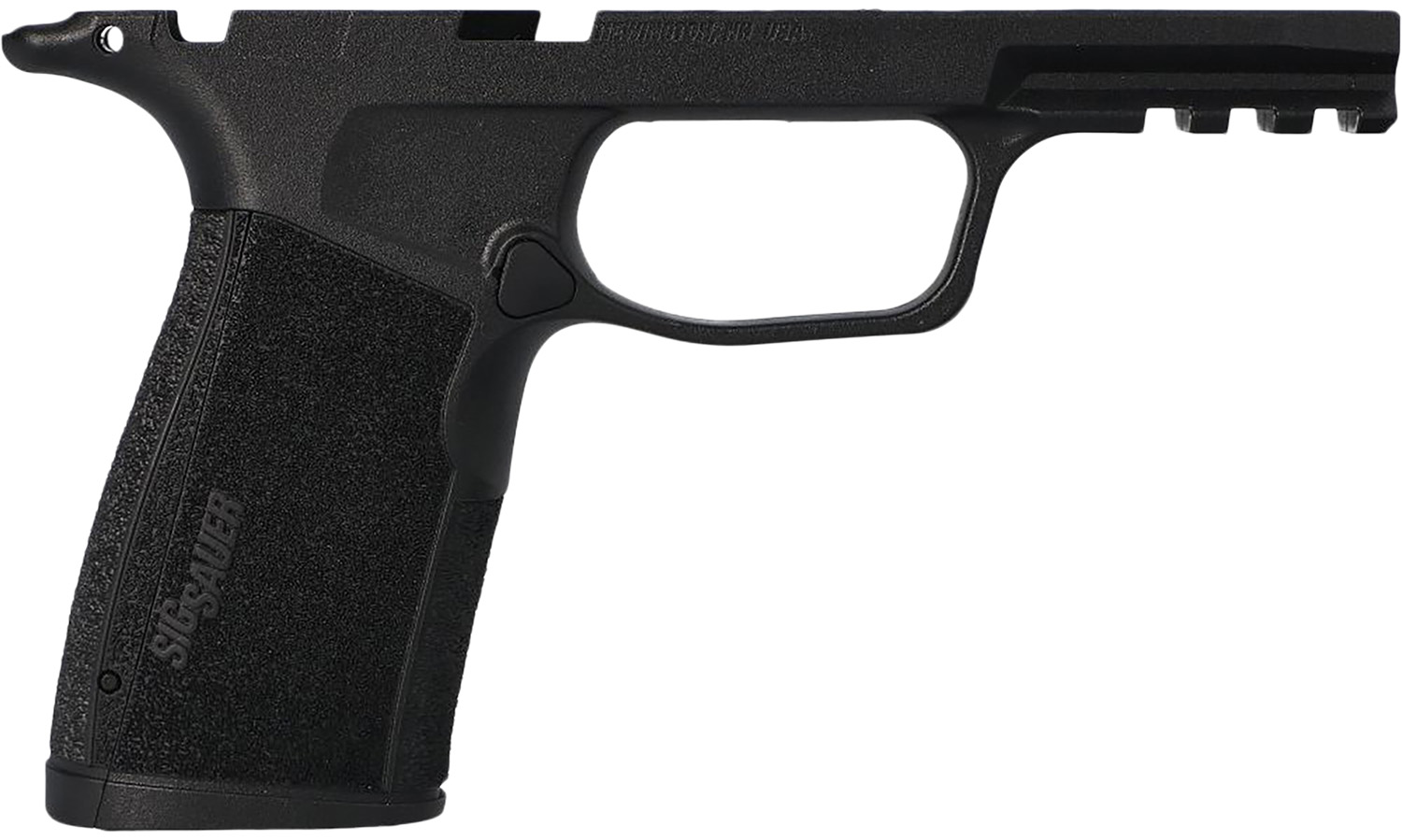 Black SIG Sauer pistol frame with textured grip
