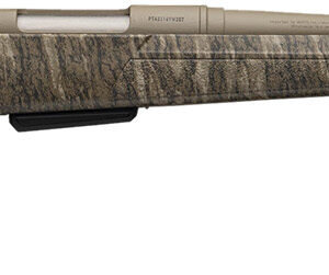 Camouflage bolt-action rifle with stainless steel barrel