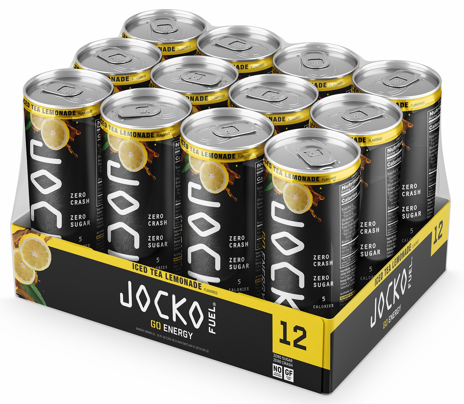 Twelve-pack of Jocko Fuel iced tea lemonade energy drinks