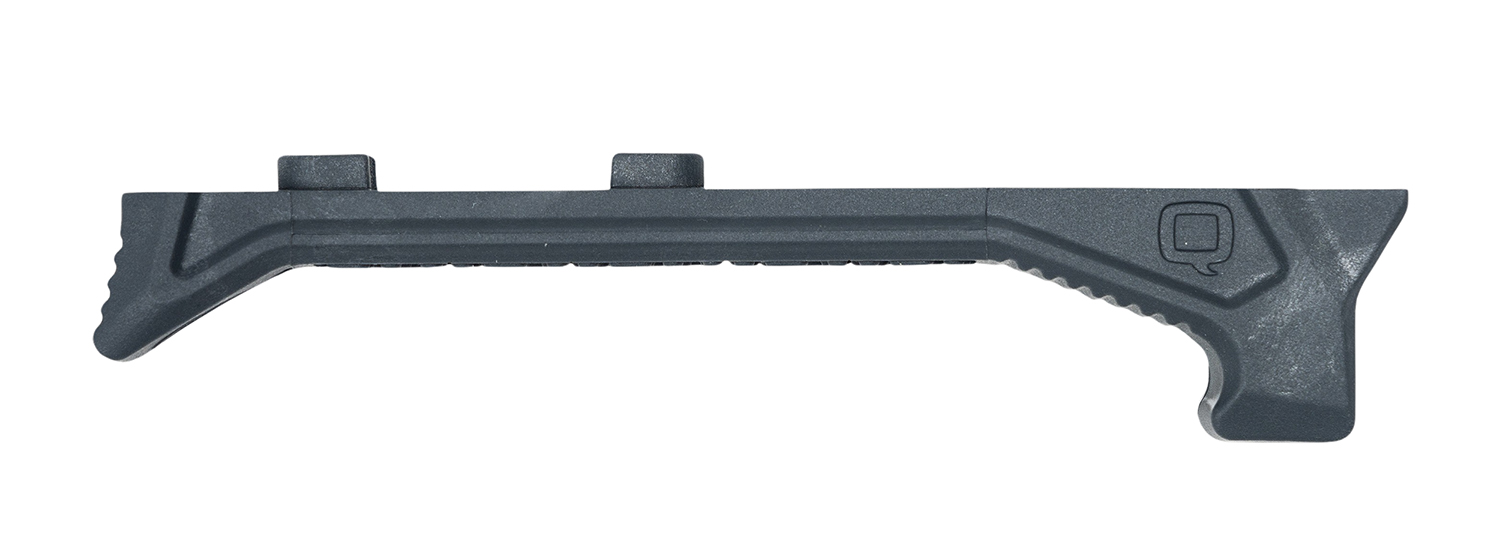 Black angled firearm foregrip accessory on white background