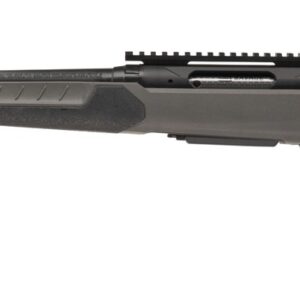 Black bolt-action rifle with adjustable synthetic stock