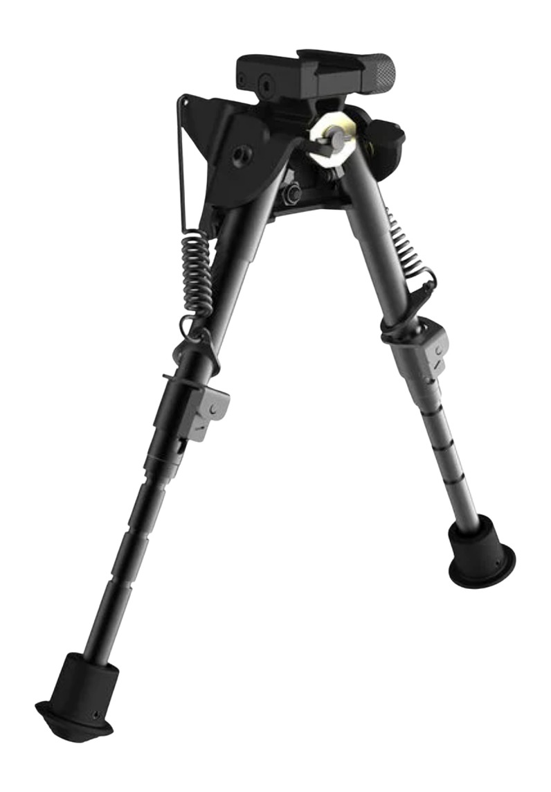 Adjustable black rifle bipod with spring-loaded legs