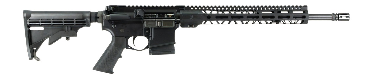 Black AR-style semi-automatic rifle on white background