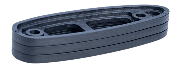 Black elongated plastic mounting bracket with recessed holes