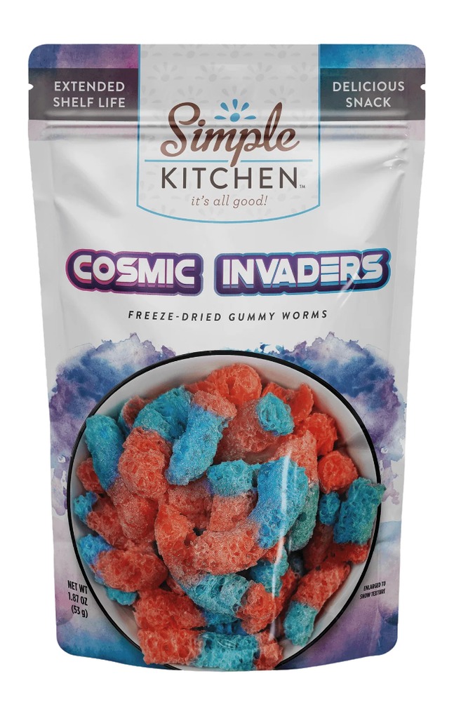 Simple Kitchen Cosmic Invaders freeze-dried gummy worms pouch