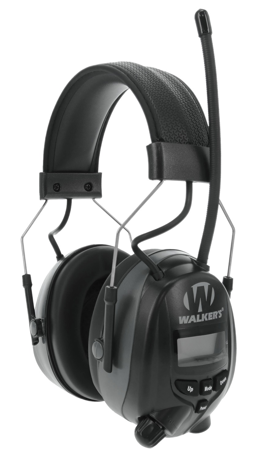 Walker's electronic earmuffs with boom microphone and controls
