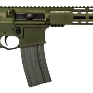 Olive green AR-style rifle with adjustable stock