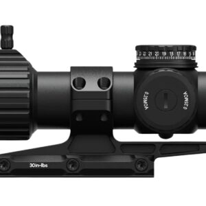 Black 1-8x28 rifle scope with mounted rings