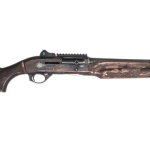 Worn vintage semi-automatic rifle on white background