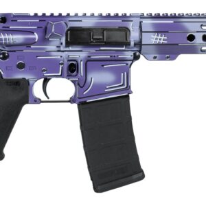 Purple and black AR-style pistol with brace