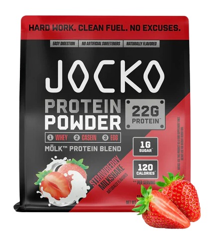 Jocko strawberry milkshake protein powder bag