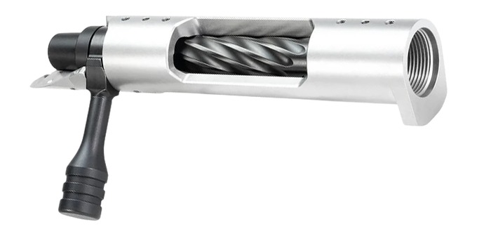 Metal firearm bolt assembly with exposed spiral bolt