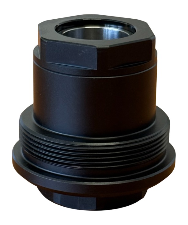 Black threaded mechanical adapter with hexagonal ends