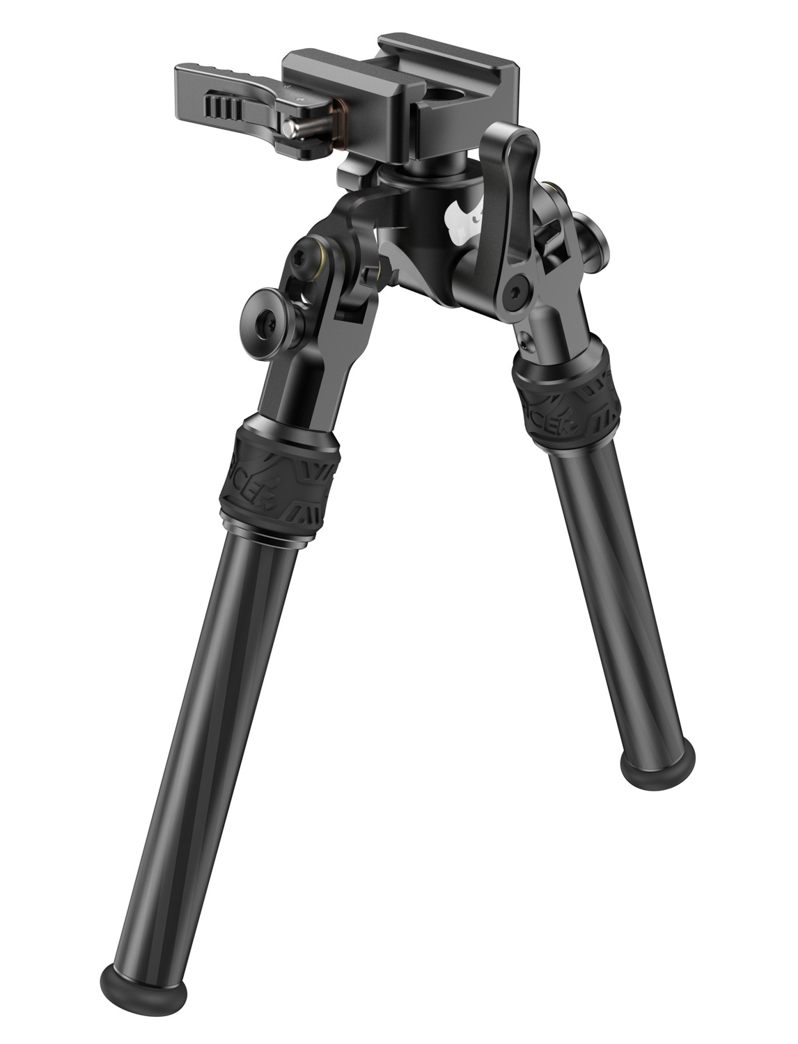 Black adjustable camera tripod with quick-release phone clamp