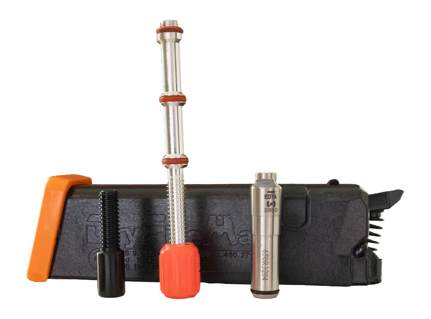 Metal tool assembly with clamps and orange adjustment handles