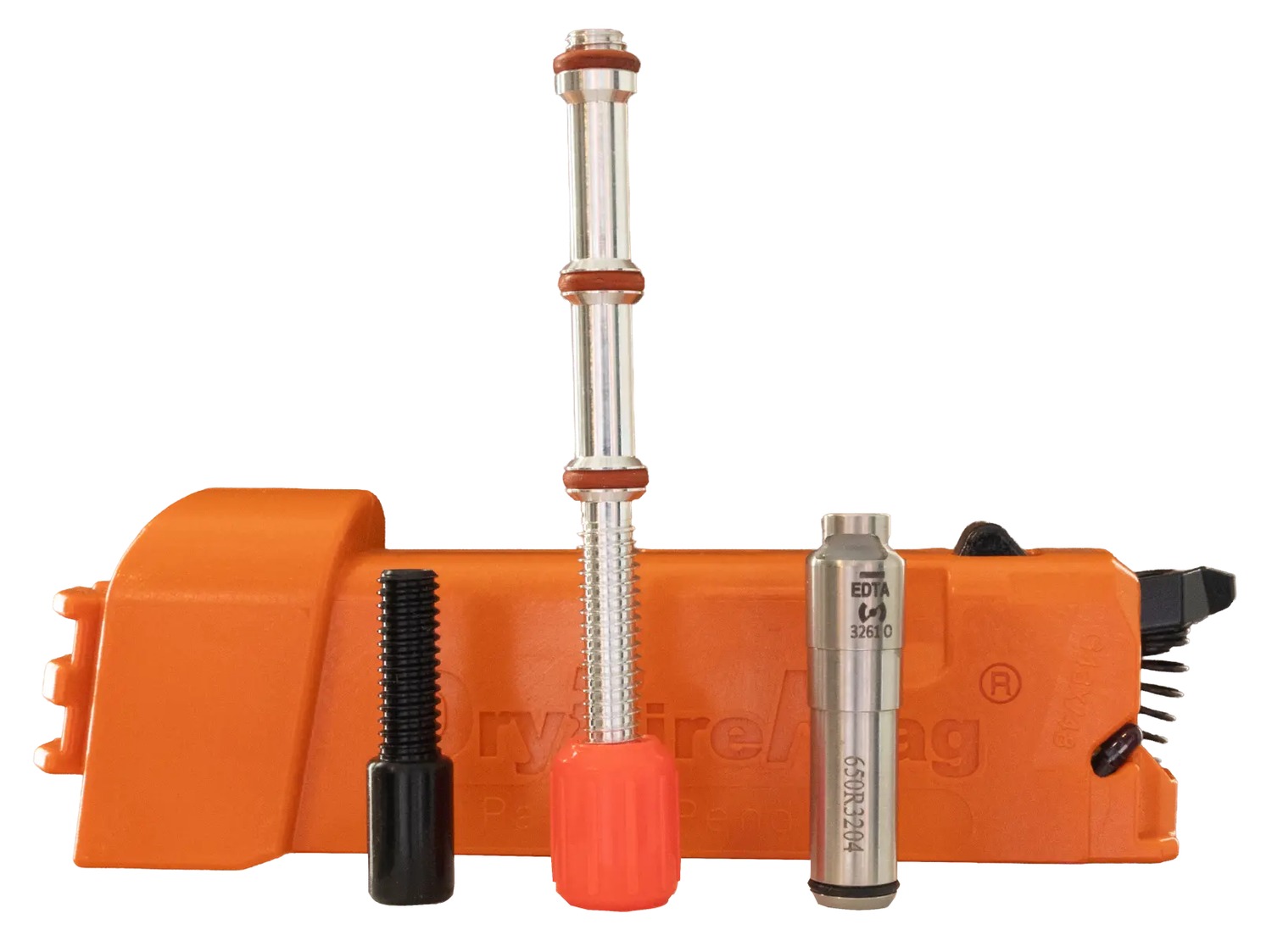 Orange dry-fire training pistol with metal inserts