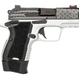 Patriotic black-and-white 9mm semi-automatic handgun